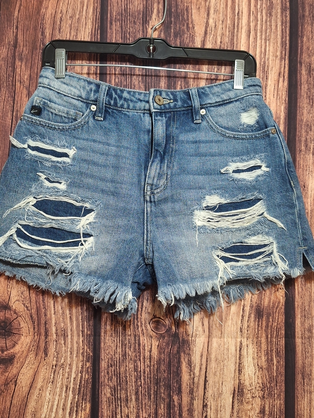 KanCan Distressed Light Blue High-Rise Denim Shorts Size 5